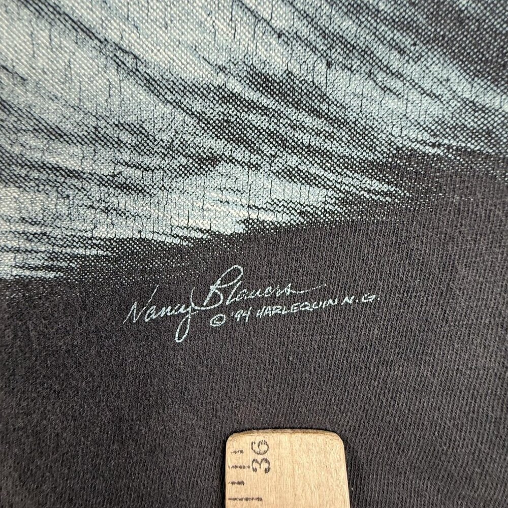 Vintage Wolf Pack Shirt Mens Large Black Graphic Hanes Beefy-T Nancy Blauer 90s - Picture 4 of 14